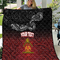 Personalised The Kingitanga - Maori King Movement Quilt Ko Te Mana Motuhake Emblem with Silver Ferns and Polynesian Art Tattoo