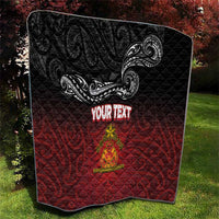 Personalised The Kingitanga - Maori King Movement Quilt Ko Te Mana Motuhake Emblem with Silver Ferns and Polynesian Art Tattoo
