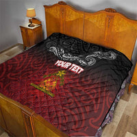 Personalised The Kingitanga - Maori King Movement Quilt Ko Te Mana Motuhake Emblem with Silver Ferns and Polynesian Art Tattoo