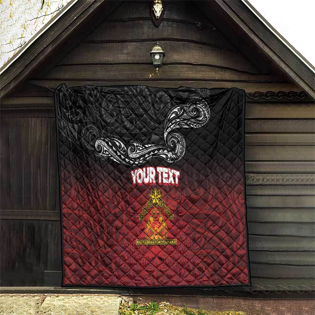 Personalised The Kingitanga - Maori King Movement Quilt Ko Te Mana Motuhake Emblem with Silver Ferns and Polynesian Art Tattoo