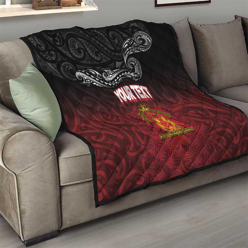 Personalised The Kingitanga - Maori King Movement Quilt Ko Te Mana Motuhake Emblem with Silver Ferns and Polynesian Art Tattoo