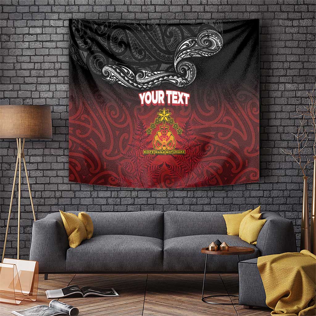 Personalised The Kingitanga - Maori King Movement Tapestry Ko Te Mana Motuhake Emblem with Silver Ferns and Polynesian Art Tattoo