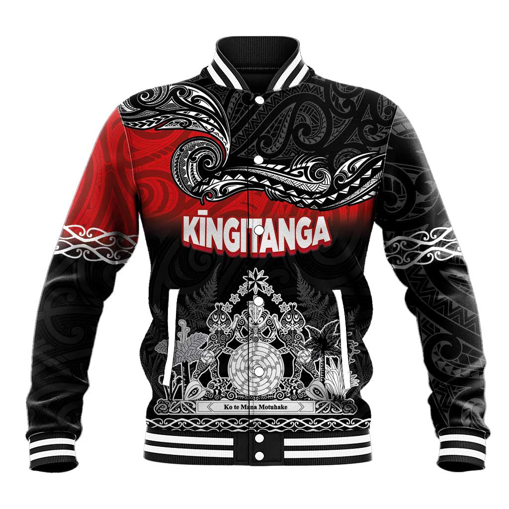 Personalised The Kingitanga - Maori King Movement Baseball Jacket Te Paki-o-Matariki with Silver Ferns and Polynesian Art Tattoo