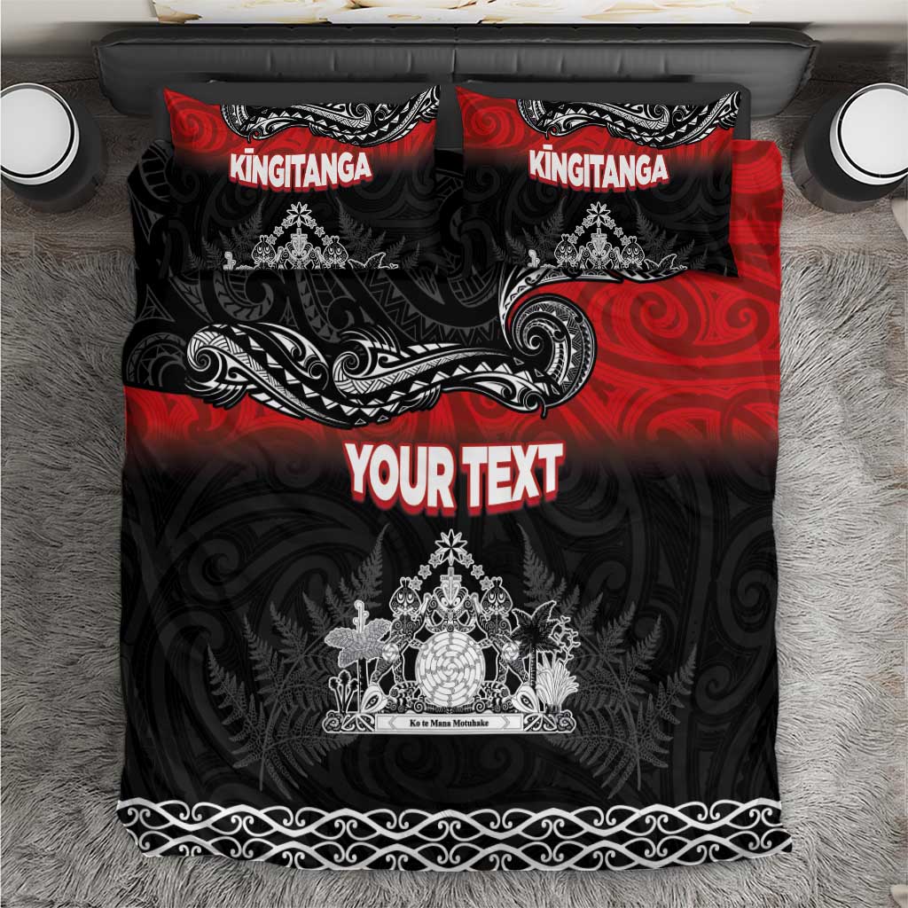 Personalised The Kingitanga - Maori King Movement Bedding Set Te Paki-o-Matariki with Silver Ferns and Polynesian Art Tattoo