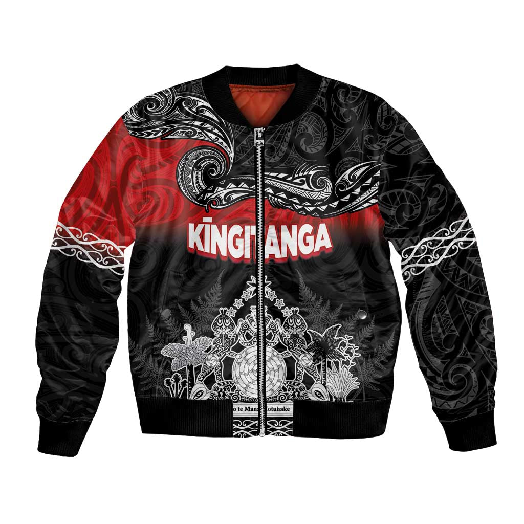 Personalised The Kingitanga - Maori King Movement Bomber Jacket Te Paki-o-Matariki with Silver Ferns and Polynesian Art Tattoo