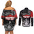 Personalised The Kingitanga - Maori King Movement Couples Matching Off Shoulder Short Dress and Long Sleeve Button Shirt Te Paki-o-Matariki with Silver Ferns and Polynesian Art Tattoo