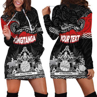 Personalised The Kingitanga - Maori King Movement Hoodie Dress Te Paki-o-Matariki with Silver Ferns and Polynesian Art Tattoo