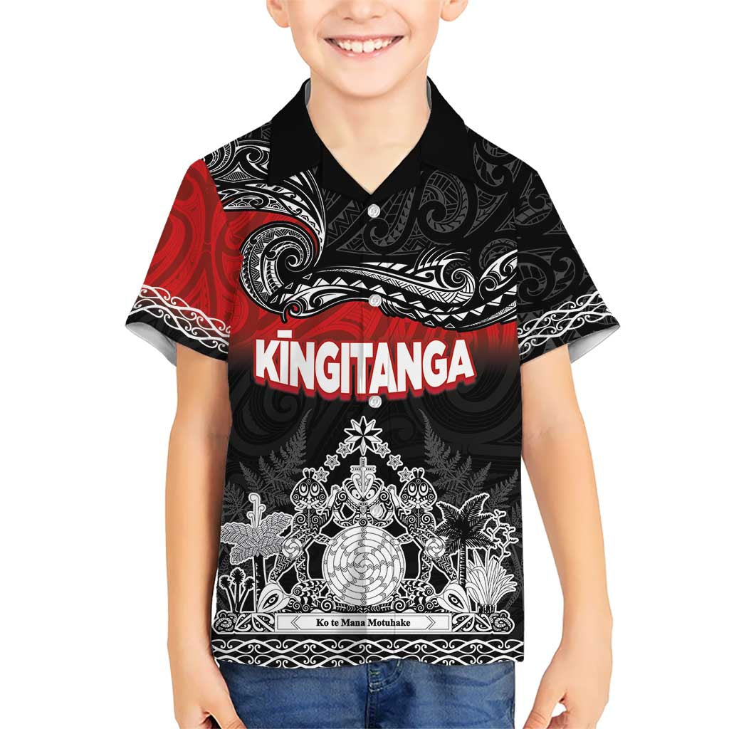 Personalised The Kingitanga - Maori King Movement Kid Hawaiian Shirt Te Paki-o-Matariki with Silver Ferns and Polynesian Art Tattoo