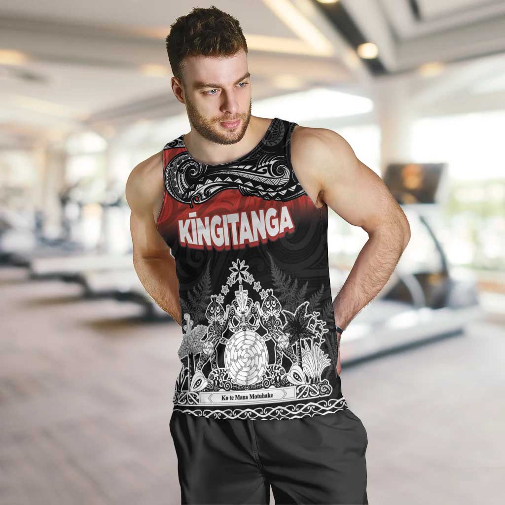 Personalised Maori King Movement Men Tank Top Te Paki-o-Matariki with Silver Ferns and Polynesian Art Tattoo LT03 Red - Polynesian Pride