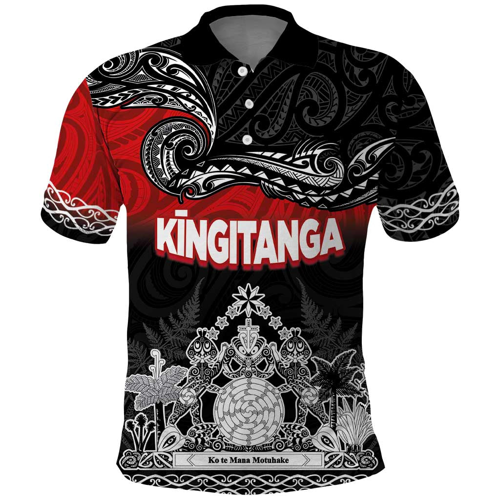 Personalised The Kingitanga - Maori King Movement Polo Shirt Te Paki-o-Matariki with Silver Ferns and Polynesian Art Tattoo