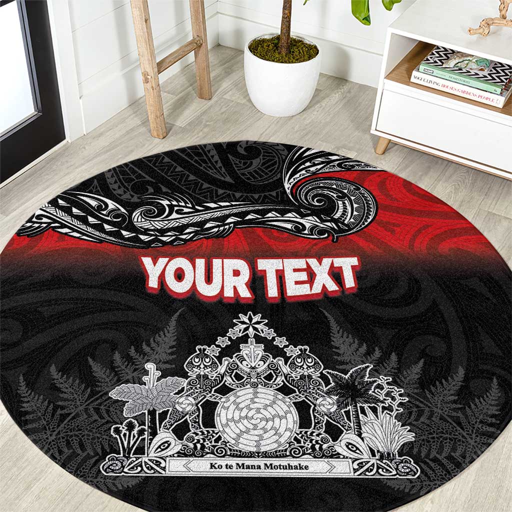 Personalised The Kingitanga - Maori King Movement Round Carpet Te Paki-o-Matariki with Silver Ferns and Polynesian Art Tattoo