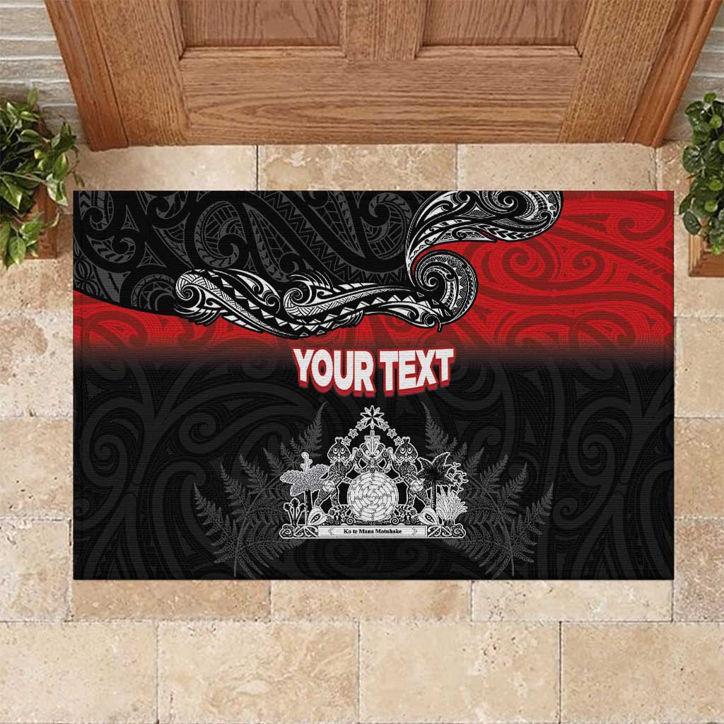 Personalised The Kingitanga - Maori King Movement Rubber Doormat Te Paki-o-Matariki with Silver Ferns and Polynesian Art Tattoo