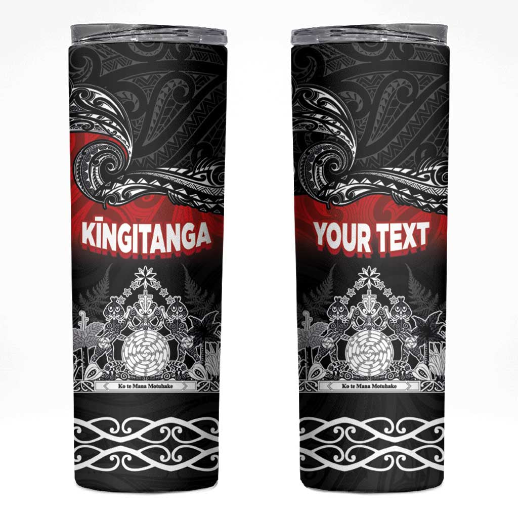 Personalised The Kingitanga - Maori King Movement Skinny Tumbler Te Paki-o-Matariki with Silver Ferns and Polynesian Art Tattoo LT03