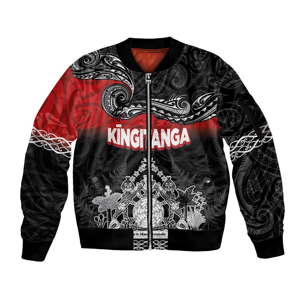 Personalised The Kingitanga - Maori King Movement Sleeve Zip Bomber Jacket Te Paki-o-Matariki with Silver Ferns and Polynesian Art Tattoo