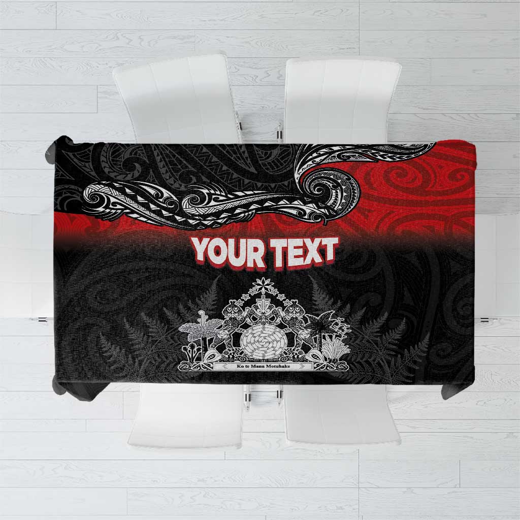 Personalised The Kingitanga - Maori King Movement Tablecloth Te Paki-o-Matariki with Silver Ferns and Polynesian Art Tattoo