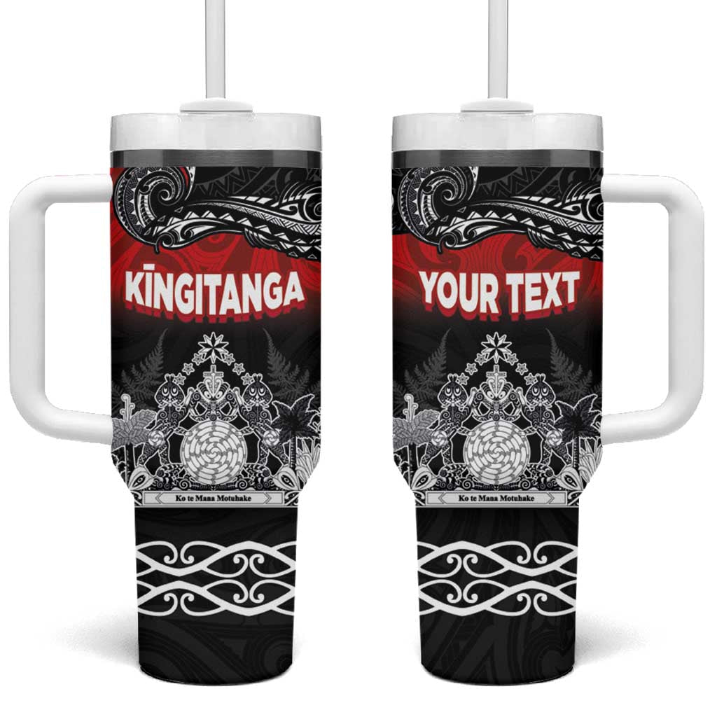 Personalised Maori King Movement Tumbler With Handle Te Paki-o-Matariki with Silver Ferns and Polynesian Art Tattoo LT03 One Size: 40 oz Red - Polynesian Pride