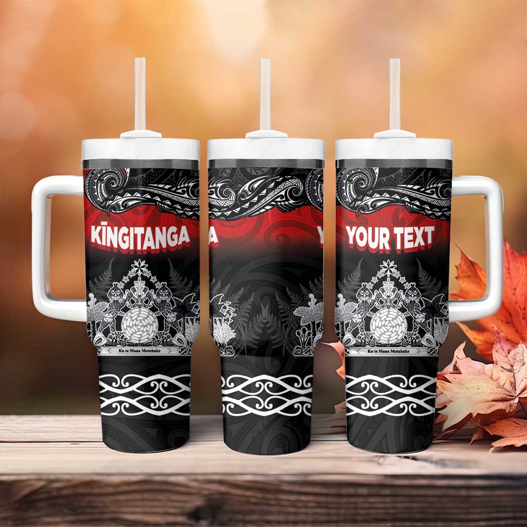 Personalised The Kingitanga - Maori King Movement Tumbler With Handle Te Paki-o-Matariki with Silver Ferns and Polynesian Art Tattoo LT03