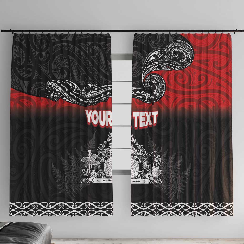 Personalised The Kingitanga - Maori King Movement Window Curtain Te Paki-o-Matariki with Silver Ferns and Polynesian Art Tattoo