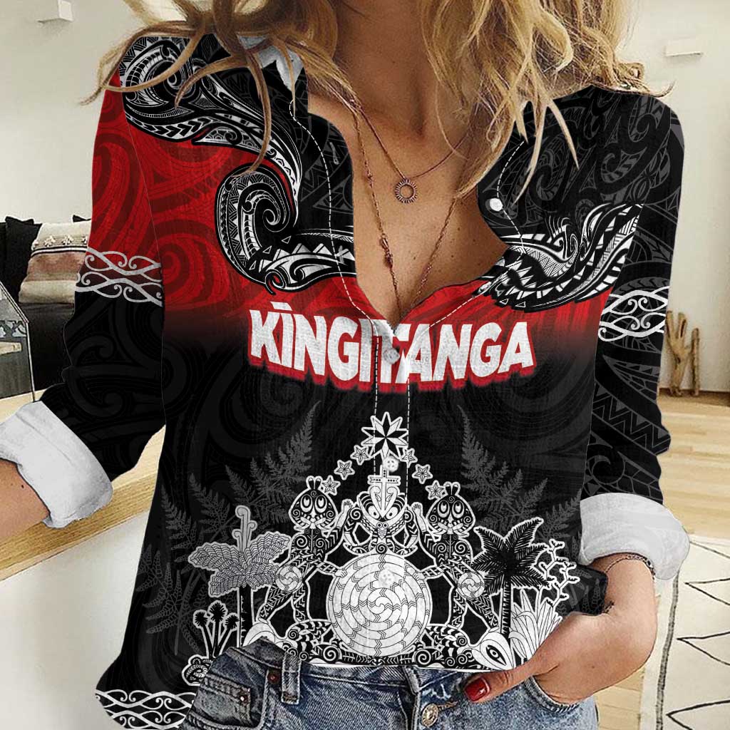 Personalised The Kingitanga - Maori King Movement Women Casual Shirt Te Paki-o-Matariki with Silver Ferns and Polynesian Art Tattoo