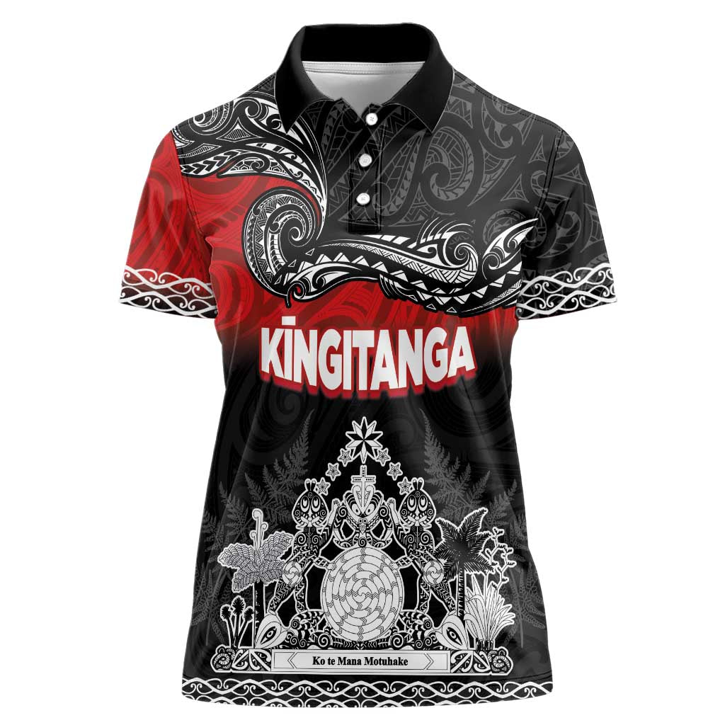 Personalised The Kingitanga - Maori King Movement Women Polo Shirt Te Paki-o-Matariki with Silver Ferns and Polynesian Art Tattoo