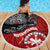 Maori Kotahitanga Beach Blanket Aotearoa Spirit with Maori Mask and Polynesian Art Tattoo