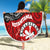 Maori Kotahitanga Beach Blanket Aotearoa Spirit with Maori Mask and Polynesian Art Tattoo