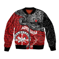 Maori Kotahitanga Bomber Jacket Aotearoa Spirit with Maori Mask and Polynesian Art Tattoo