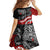 Maori Kotahitanga Family Matching Off Shoulder Short Dress and Hawaiian Shirt Aotearoa Spirit with Maori Mask and Polynesian Art Tattoo