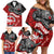 Maori Kotahitanga Family Matching Off Shoulder Short Dress and Hawaiian Shirt Aotearoa Spirit with Maori Mask and Polynesian Art Tattoo