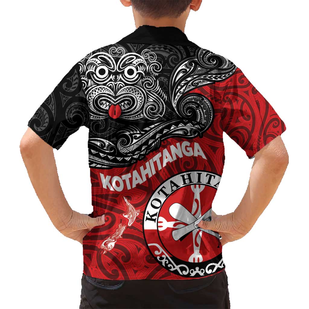 Maori Kotahitanga Family Matching Tank Maxi Dress and Hawaiian Shirt Aotearoa Spirit with Maori Mask and Polynesian Art Tattoo