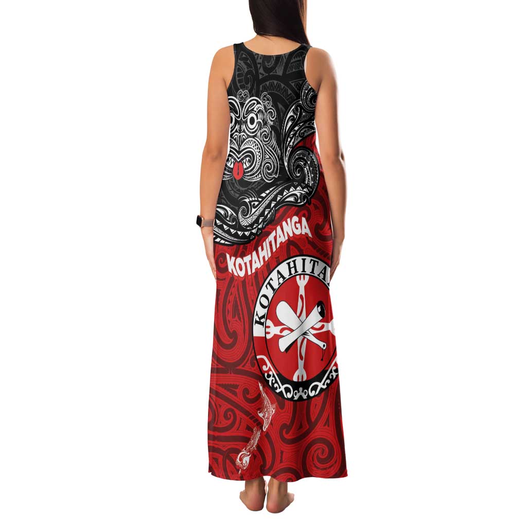 Maori Kotahitanga Family Matching Tank Maxi Dress and Hawaiian Shirt Aotearoa Spirit with Maori Mask and Polynesian Art Tattoo