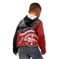 Maori Kotahitanga Kid Hoodie Aotearoa Spirit with Maori Mask and Polynesian Art Tattoo