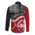 Maori Kotahitanga Long Sleeve Button Shirt Aotearoa Spirit with Maori Mask and Polynesian Art Tattoo