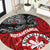 Maori Kotahitanga Round Carpet Aotearoa Spirit with Maori Mask and Polynesian Art Tattoo