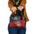 Maori Kotahitanga Shoulder Handbag Aotearoa Spirit with Maori Mask and Polynesian Art Tattoo