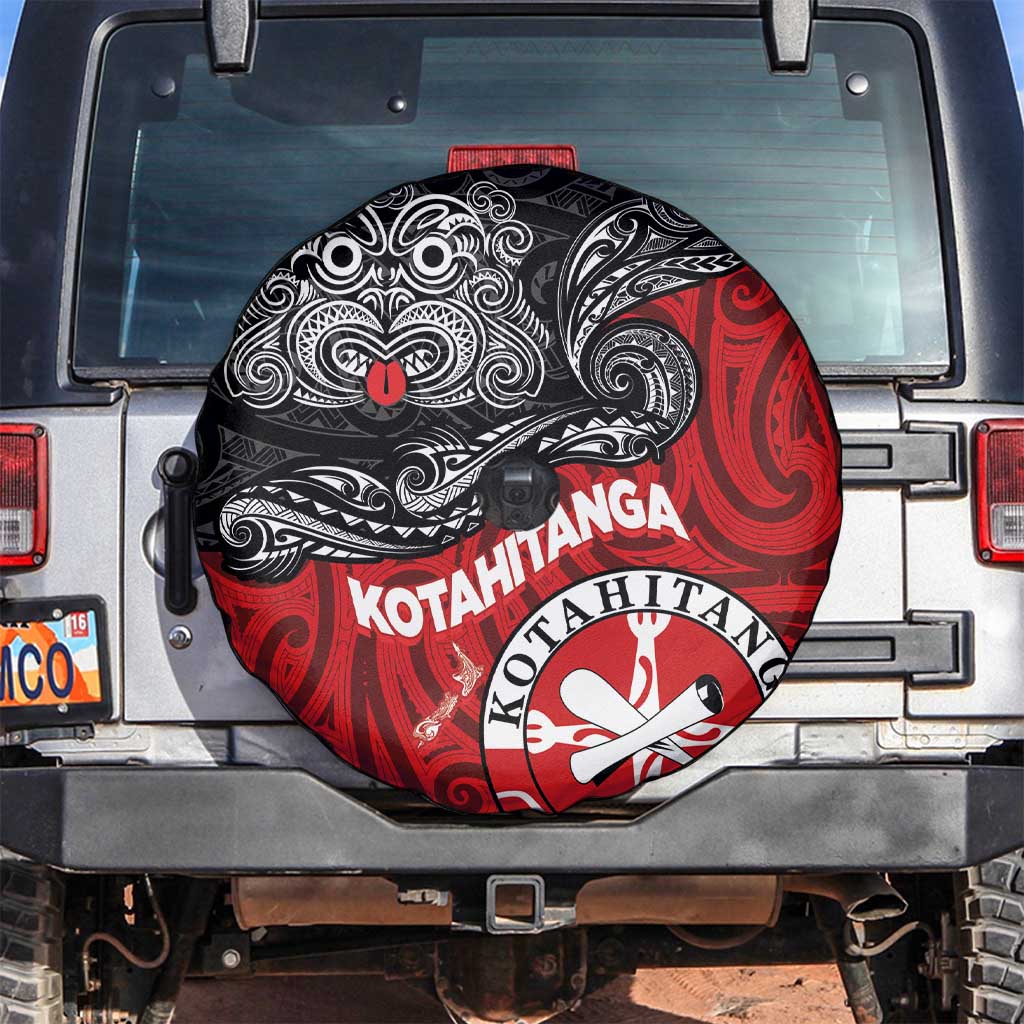 Maori Kotahitanga Spare Tire Cover Aotearoa Spirit with Maori Mask and Polynesian Art Tattoo LT03 Red - Polynesian Pride