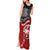 Maori Kotahitanga Tank Maxi Dress Aotearoa Spirit with Maori Mask and Polynesian Art Tattoo