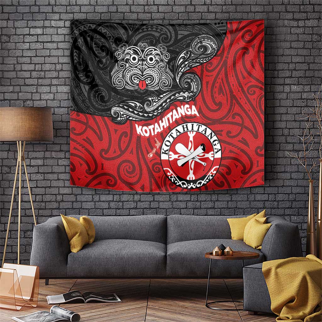 Maori Kotahitanga Tapestry Aotearoa Spirit with Maori Mask and Polynesian Art Tattoo