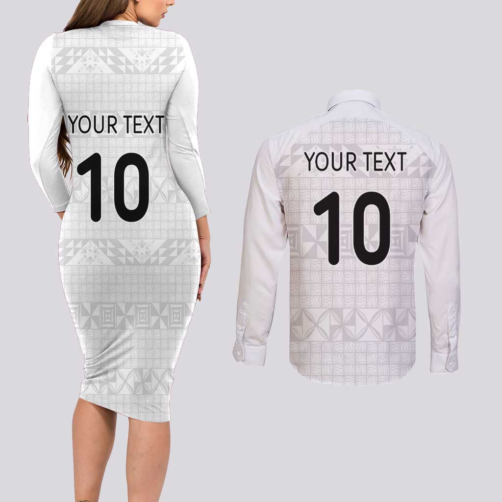 Custom Tonga Ngatu Art Rugby Mate Ma'a Couples Matching Long Sleeve Bodycon Dress and Long Sleeve Button Shirt - Polynesian Pride