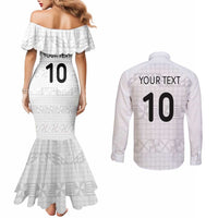 Custom Tonga Ngatu Art Rugby Mate Ma'a Couples Matching Mermaid Dress and Long Sleeve Button Shirt - Polynesian Pride