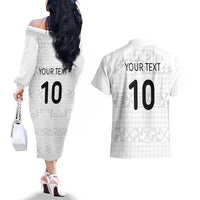 Custom Tonga Ngatu Art Rugby Mate Ma'a Couples Matching Off The Shoulder Long Sleeve Dress and Hawaiian Shirt - Polynesian Pride