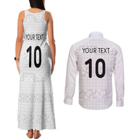 Custom Tonga Ngatu Art Rugby Mate Ma'a Couples Matching Tank Maxi Dress and Long Sleeve Button Shirt - Polynesian Pride