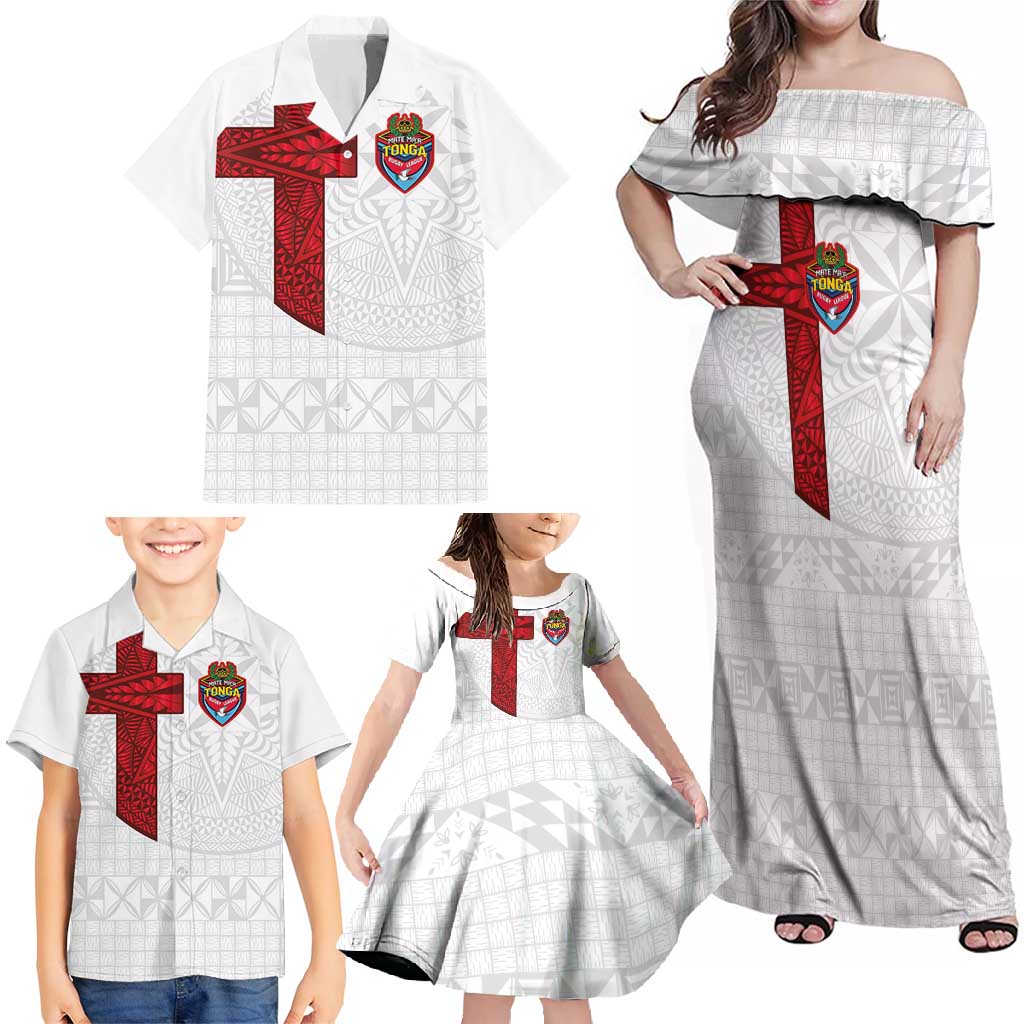 Custom Tonga Ngatu Art Rugby Mate Ma'a Family Matching Off Shoulder Maxi Dress and Hawaiian Shirt - Polynesian Pride