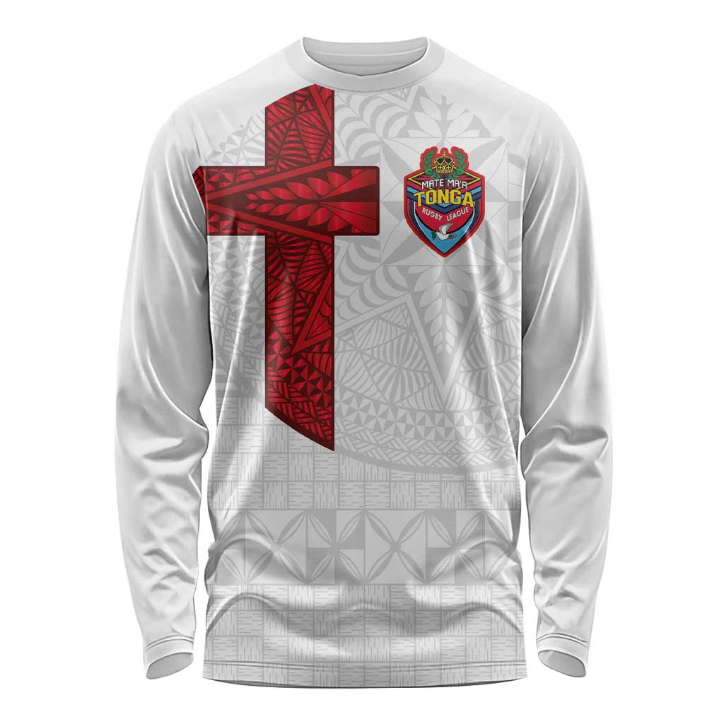 Custom Tonga Ngatu Art Rugby Mate Ma'a Long Sleeve Shirt - Polynesian Pride
