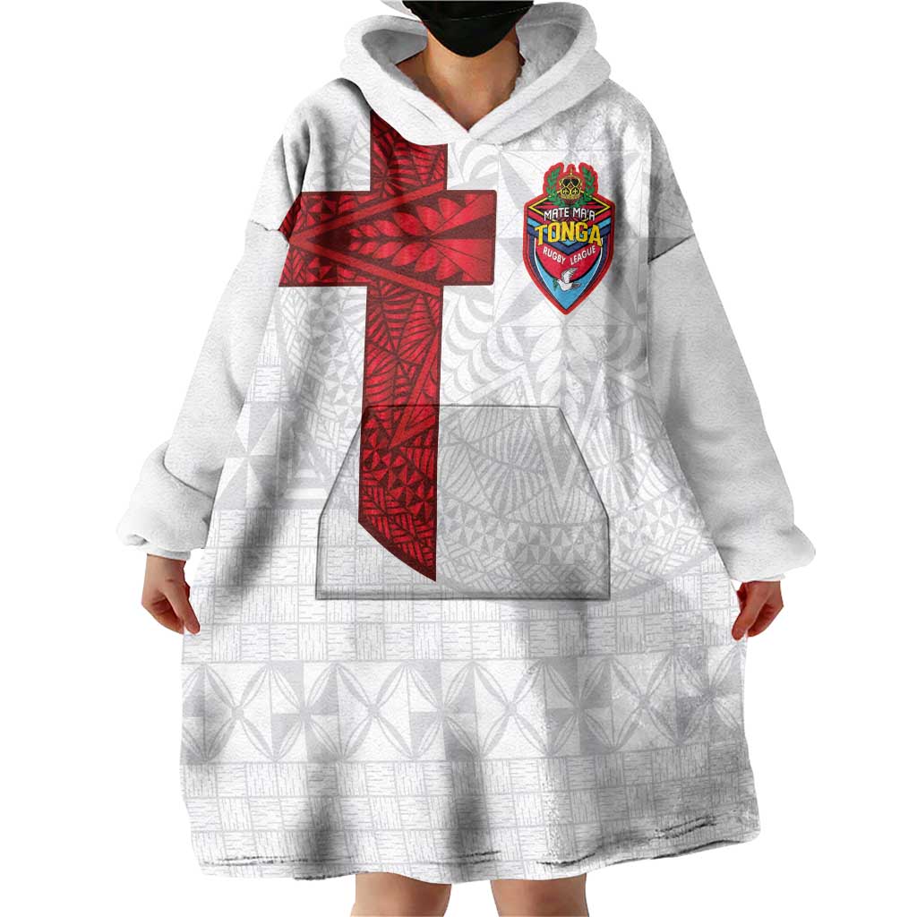 Custom Tonga Ngatu Art Rugby Mate Ma'a Wearable Blanket Hoodie - Polynesian Pride