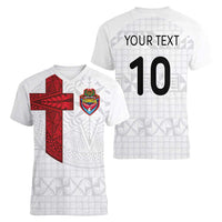 Custom Tonga Ngatu Art Rugby Mate Ma'a Women V-Neck T-Shirt - Polynesian Pride