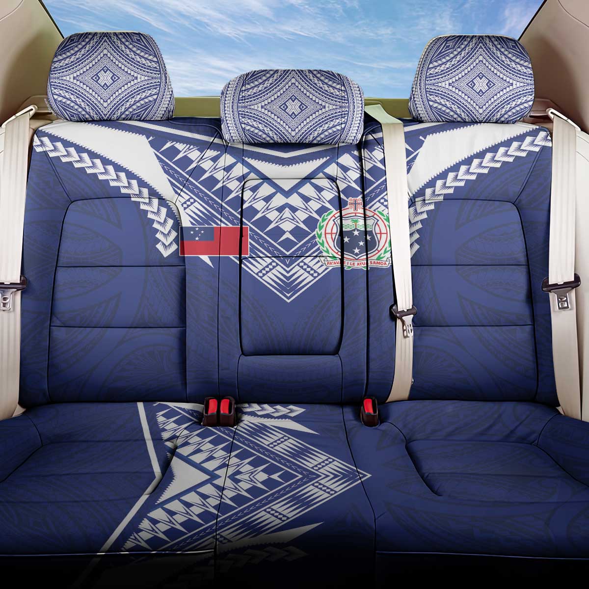 Samoa Rugby Back Car Seat Cover Pacific Motifs - Polynesian Pride