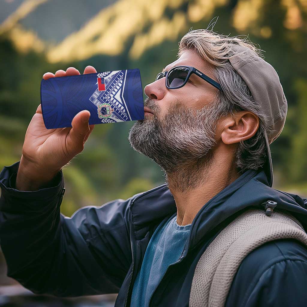 Custom Samoa Rugby 4 in 1 Can Cooler Tumbler Pacific Motifs - Polynesian Pride