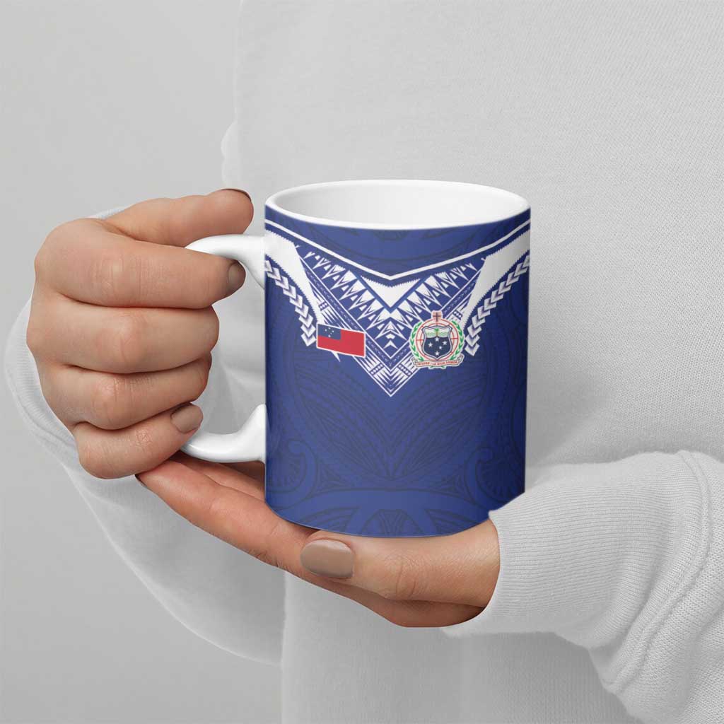 Custom Samoa Rugby Ceramic Mug Pacific Motifs - Polynesian Pride
