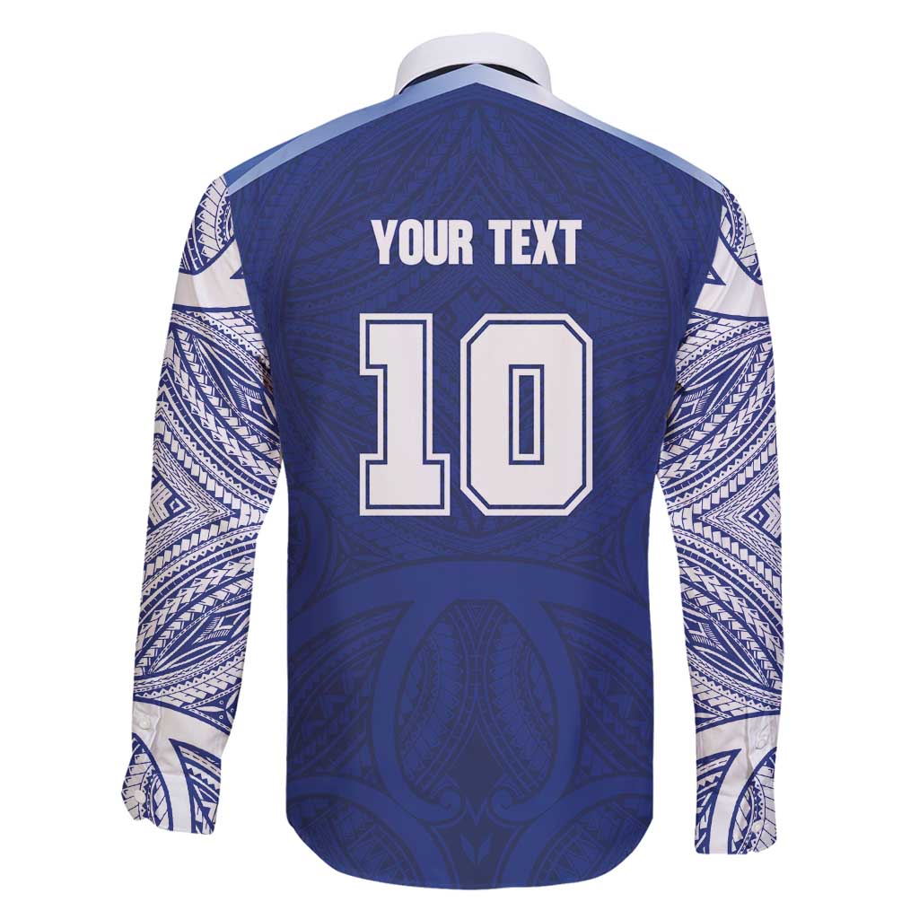 Custom Samoa Rugby Family Matching Off Shoulder Short Dress and Hawaiian Shirt Pacific Motifs - Polynesian Pride